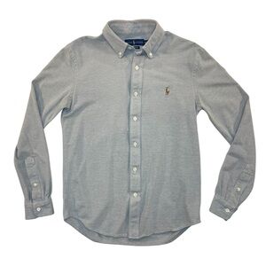Ralph Lauren Shirt Men's M Gray Knit Oxford Button Down Long Sleeve Preppy